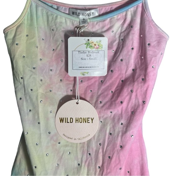 NWT Wild Honey Rhinestone Tie Dye Bodysuit - Picture 4 of 5